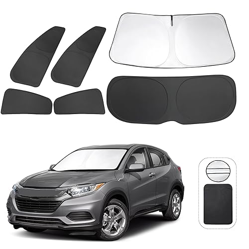 8PCS Windshield Sun Shade Custom Fit for 2016-2022 Honda HRV HR-V Accessories Foldable Sunshade Side Rear Window Shade Cover Full Set Privacy Protection Keeps Car Cool - Fit 2016-2022 Honda HRV