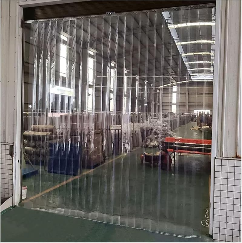 Cortina de Tiras de PVC Transparente de Alta Resistencia para Salas de Congelación: Puerta de Vinilo Impermeable para Uso Comercial e Industrial en Tiendas, Fábricas, Almacenes y Áreas Refrigeradas,Size_Name,195x250cm/76.77x98.43in