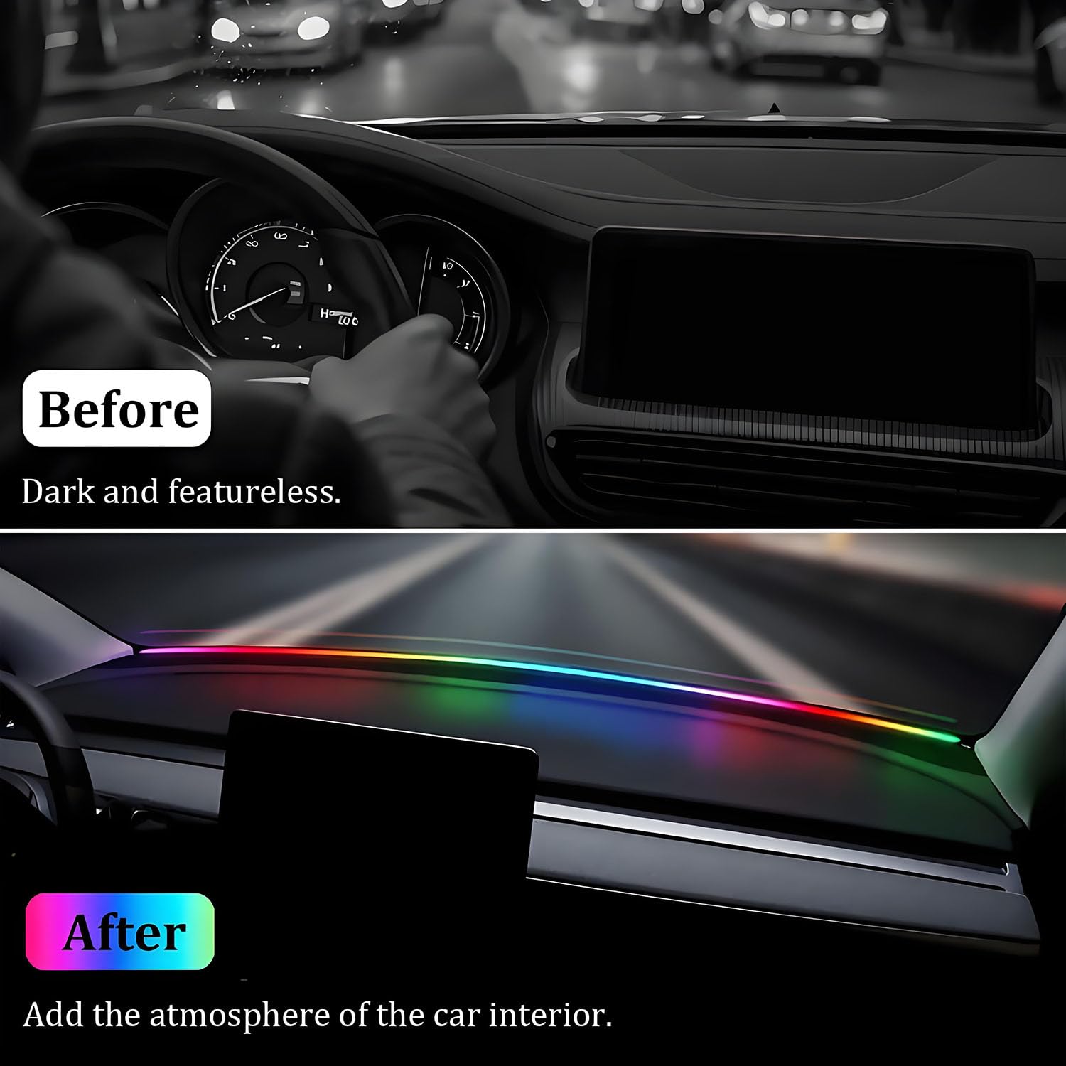 Striscia LED Auto Interni,Kit di Illuminazione Led Ambientale RGB Telecomando, App e USB,140 cm Luce Striscia Acrilica Interno Automobile LED,Neon Luce di Musica Striscia Auto