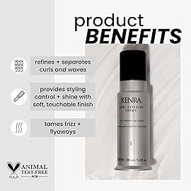 Kenra Curl Defining Crme 5 | Texture Enhancing Styler | Tames Frizz & Flyaways | Refines and Seperates Curls & Waves | Helps Resist Humidity | Medium To Coarse Hair | 3.4 fl. oz. (2-Pack)