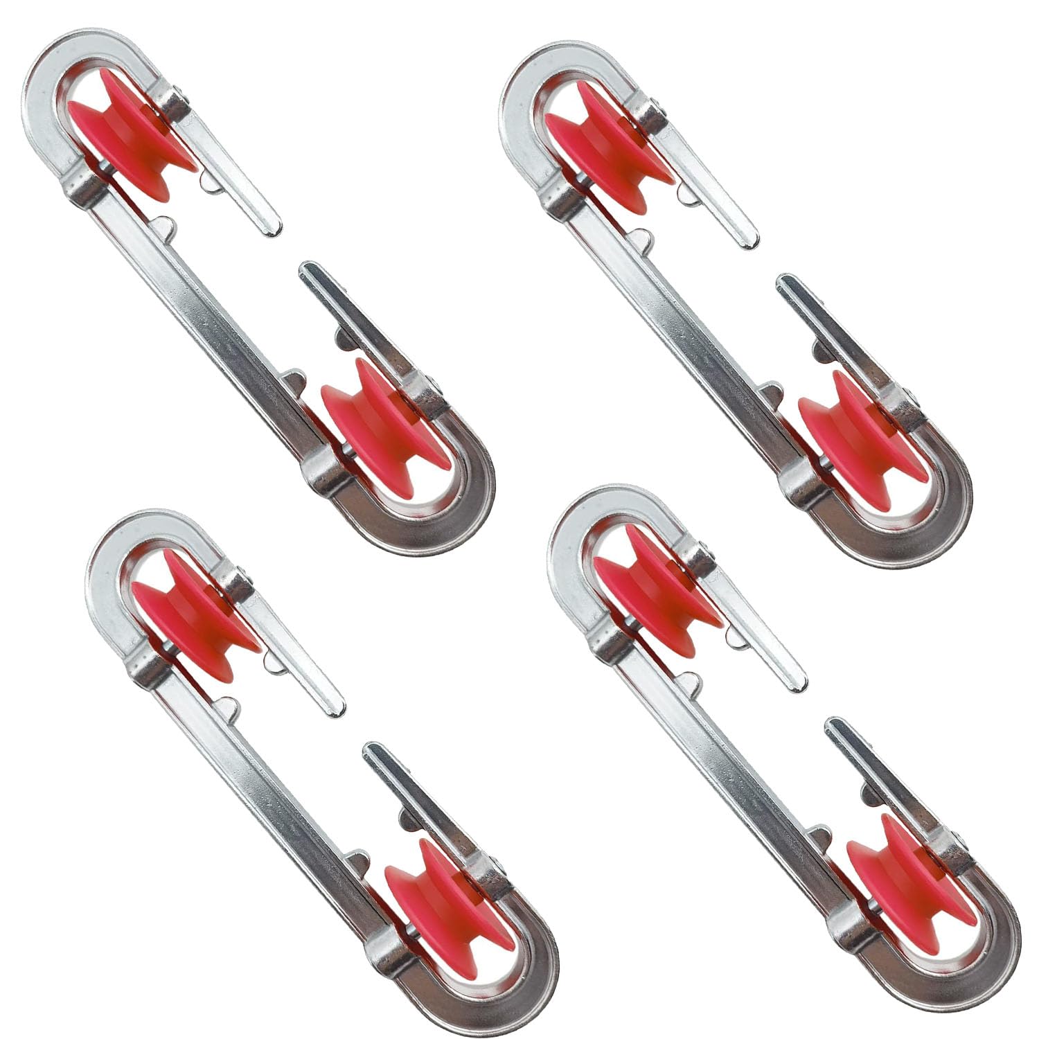 4Pack Clothesline Spreader,Plastic Aluminum Siver Clothesline Separator Spreader Pulley for Heavy Loads and Long Clothesline