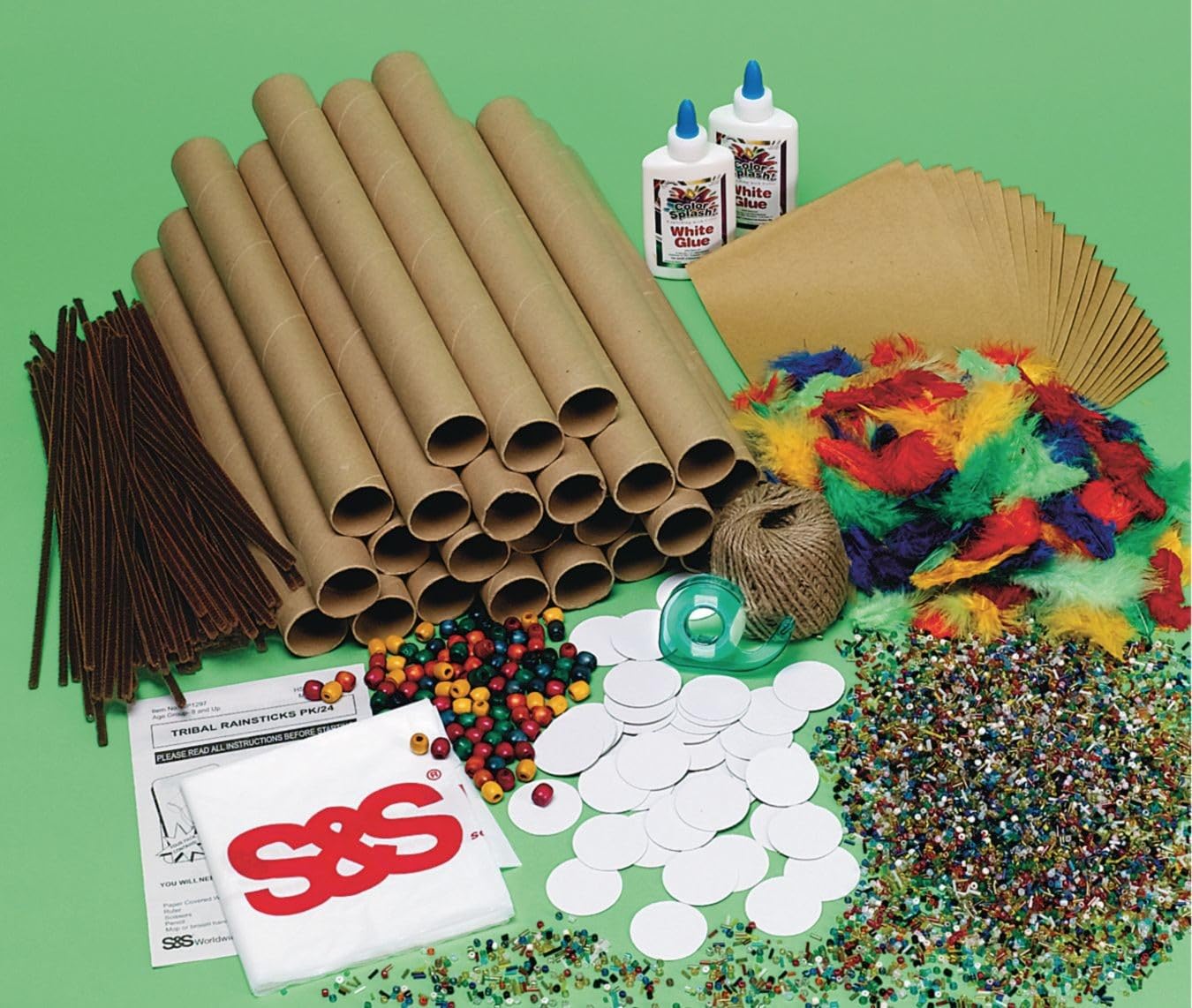 S&S Worldwide Tribal Rainsticks Craft Kit - Pack of 24 - Decorate & Make Fun Instruments