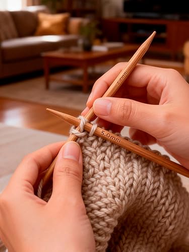 Miniatura 7 de Haosie Juego de agujas de tejer de doble punta, 55 piezas, agujas de tejer de bambú para manualidades hechas a mano, pequeños artículos de punto, 11