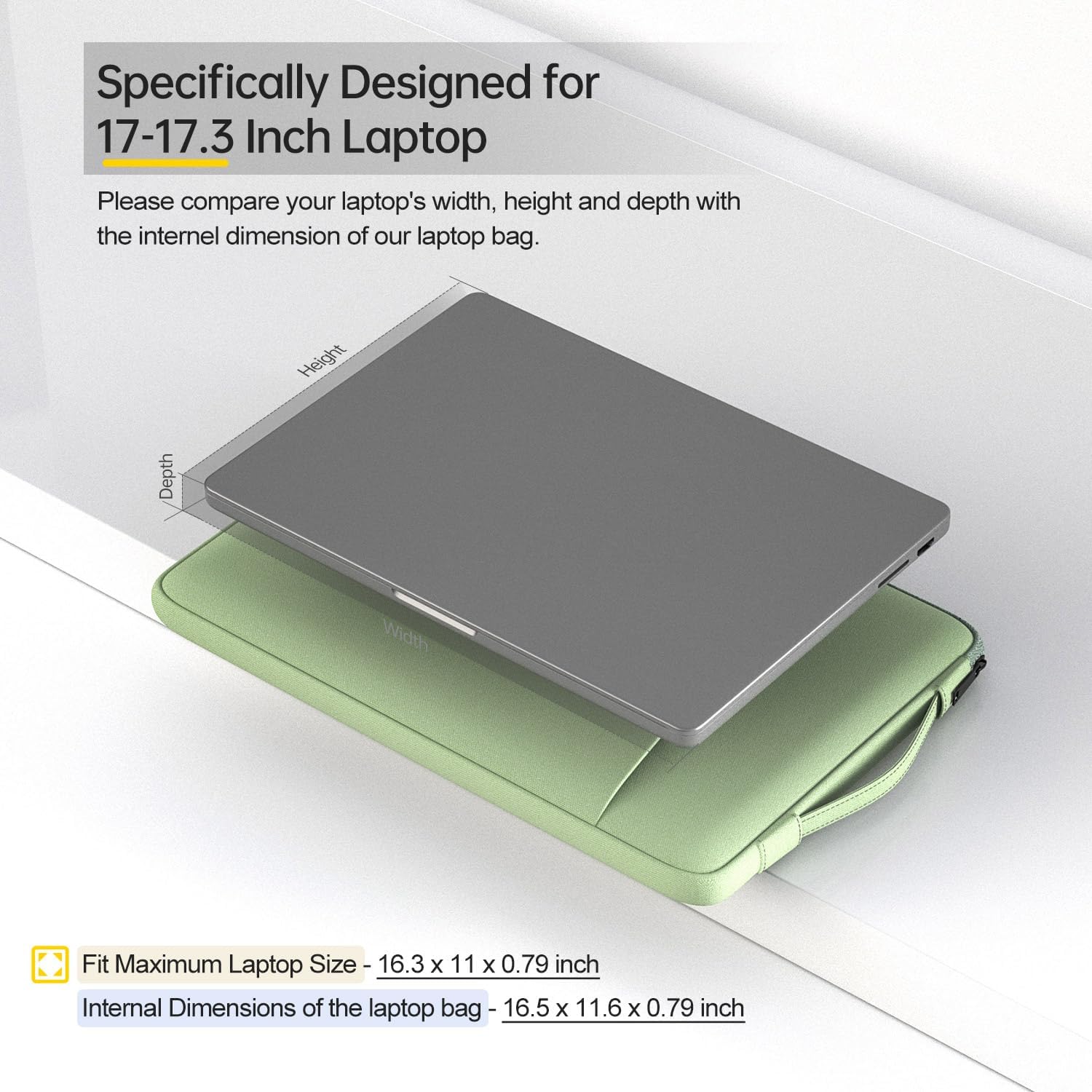 Laptop Sleeve Case 17 17.3 Inch with Handle Computer Bag Carrying Case for HP Pavilion 17/ Envy 17/ Dell/IdeaPad ThinkPad/LG Gram/MSI/ASUS Acer, Green - Image 2