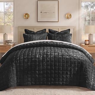 BEDELITE Velvet Quilt Set Queen Size, Luxury Velvet Comforter Bedding