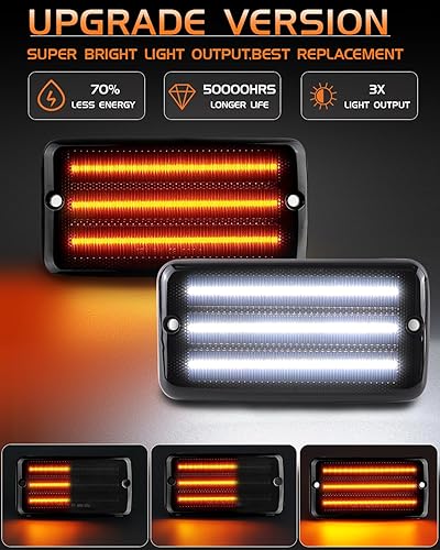 Miniatura 2 de Luces LED secuenciales direccionales delanteras blancas DRL para Jeep Wrangler TJ 1997-2006, parachoques de lente ahumada, lámparas de esquina
