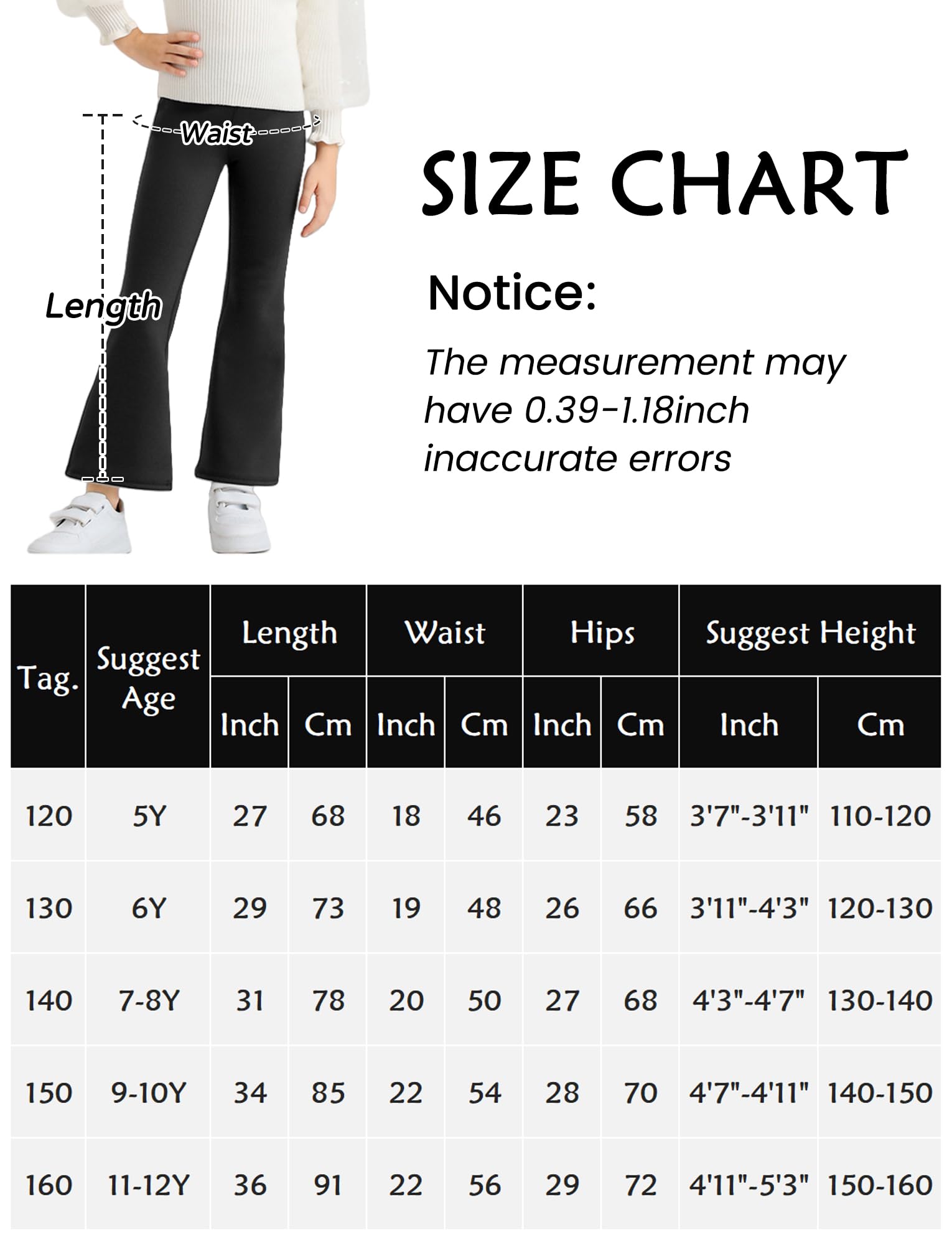 Panegy Ragazze Foderato in Pile Pantaloni Svasati Termico Caldo Leggings Stretchy Danza Yoga Bell Bottoms Imbottito Bootcut Collant Lunghezza Completa Pantaloni