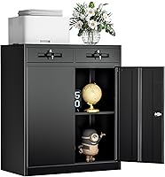 Vista 36 de INTERGREAT Gabinete de almacenamiento de metal con puertas con cerradura, gabinetes de almacenamiento de acero con cerradura con 2 puertas y Negro