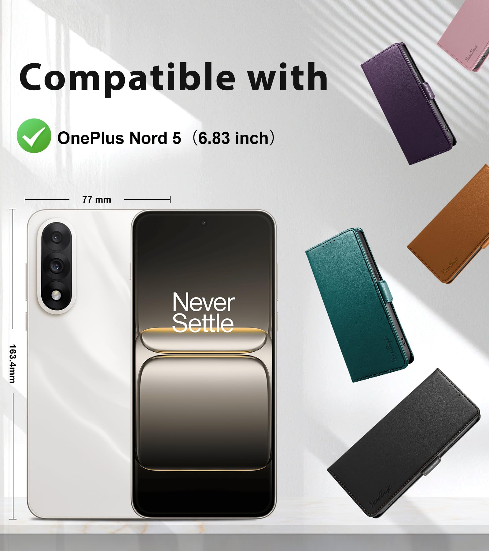 Pokrywa książkowa dla OnePlus Nord 5 - [Blokada RFID] Luksusowa skórzana obudowa portfelowa z uchwytem na karty Magnetyczna obudowa z podstawkami, ochrona antywstrząsowa, zielona