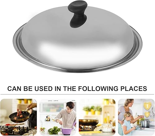 Miniatura 2 de DOITOOL Cubierta universal de 14.2 in para sartenes y ollas de acero inoxidable con mango fresco, tapas de cúpula de cocina, reemplazo de tapas de