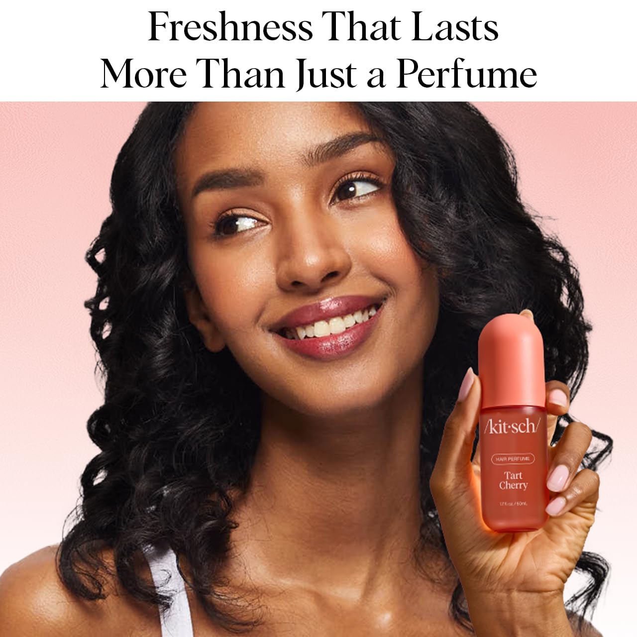 Kitsch Hair Perfume for Women - Tart Cherry | Clean, Deodorizing & Patented Odor-Eliminating Technology Hair Spray & Body Mist - Freshen Hair, Body & Pillows - Fruity Gourmand Scent & Vanilla - 50mL | For Women, Clean, Deodorizing, Freshen Hair, Body - Image 3