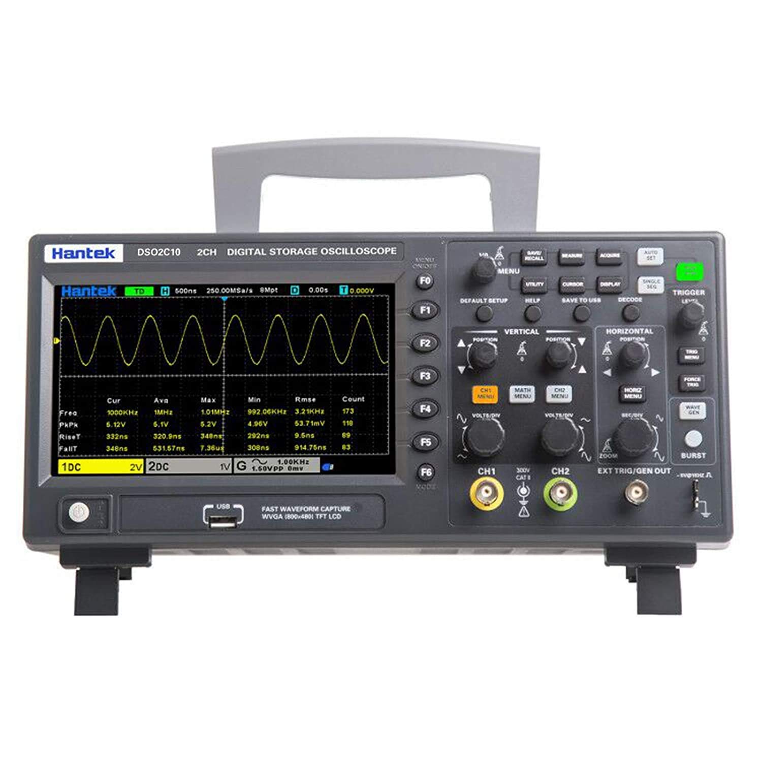 AJITEK Hantek Digital Storage Lab Oscilloscope DSO2C10 2CH Dual Channel 100MHz Bandwidth 1GS/s Sampling W/O AWG (B08Z3GLSGW) Amazon Price History, Amazon Price Tracker