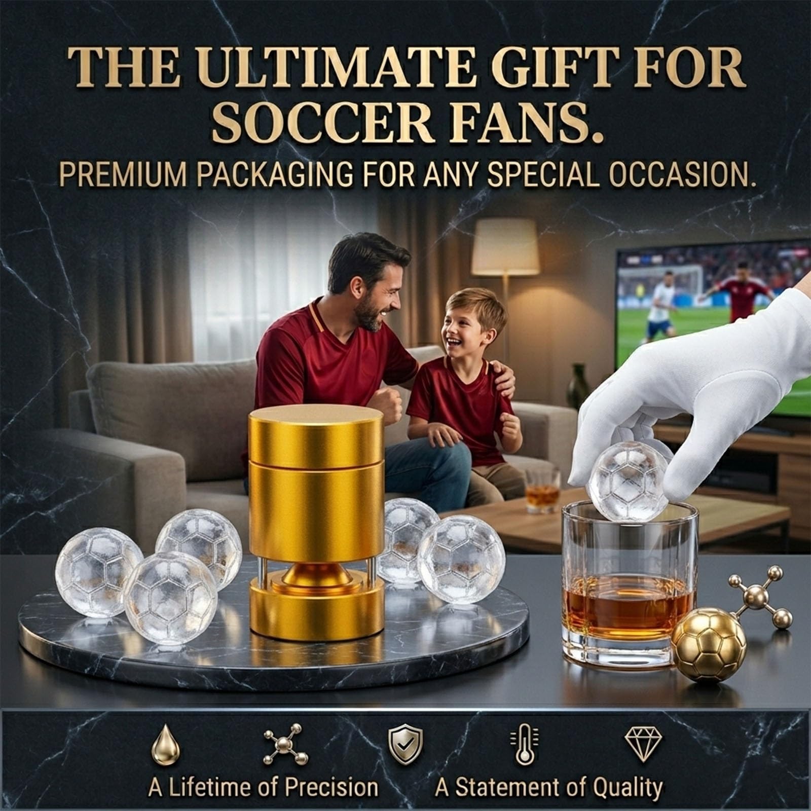 Accessorio Bar per Tifosi di Calcio: Pressa in Alluminio Aeronautico, Crea Ghiaccio a Calcio 60mm 70mm in 30s, Perfetto per Party Estivi e Celebrazioni dei Match(70mm)