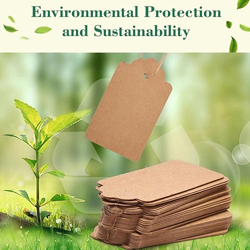 Miniatura 6 de 100 etiquetas de regalo de papel kraft con cuerda de yute natural de 100 raíces rizo de agua