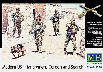 1/35 U.S. Infantry 4 working body + military dog Afghan war troops search japan import by Master Box