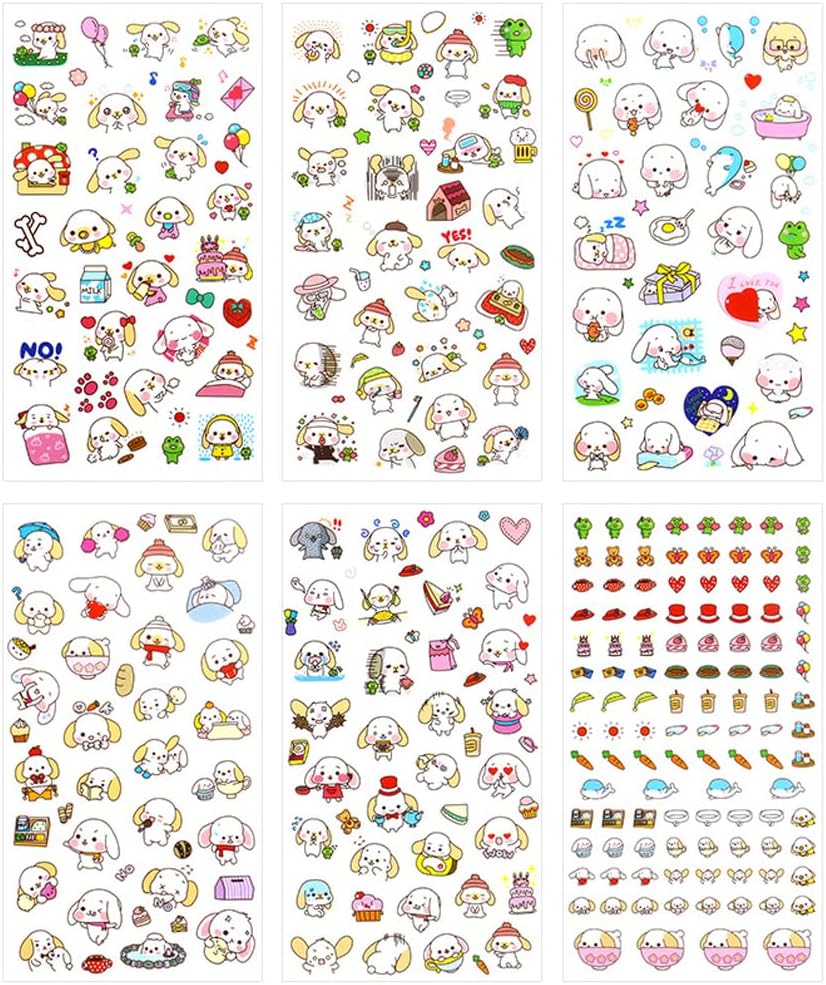(2 Pack) Cute Animal Stickers, Kawaii Panda Rabbit Cat Dog Stickers for Scrapbook Diary Book Calendar Planner Collage Journal Card Envelope Art Journaling Scrapbooking Gift Warrping image 5