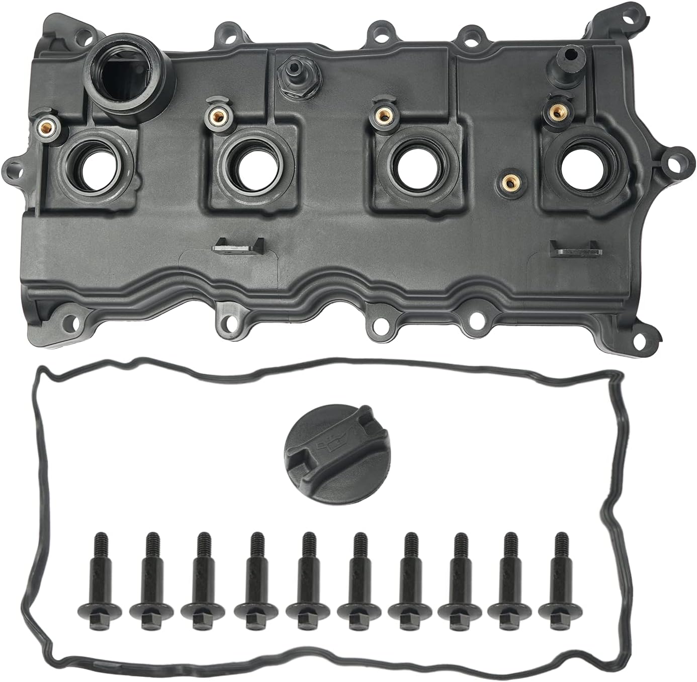Engine Valve Cover with Gasket, Bolts, PCV Valve & Oil Cap Compatible with 2007-2013 Nissan Altima Sentra SE-R 2.5L Replace# 13264-JA00A 13270-JA00A