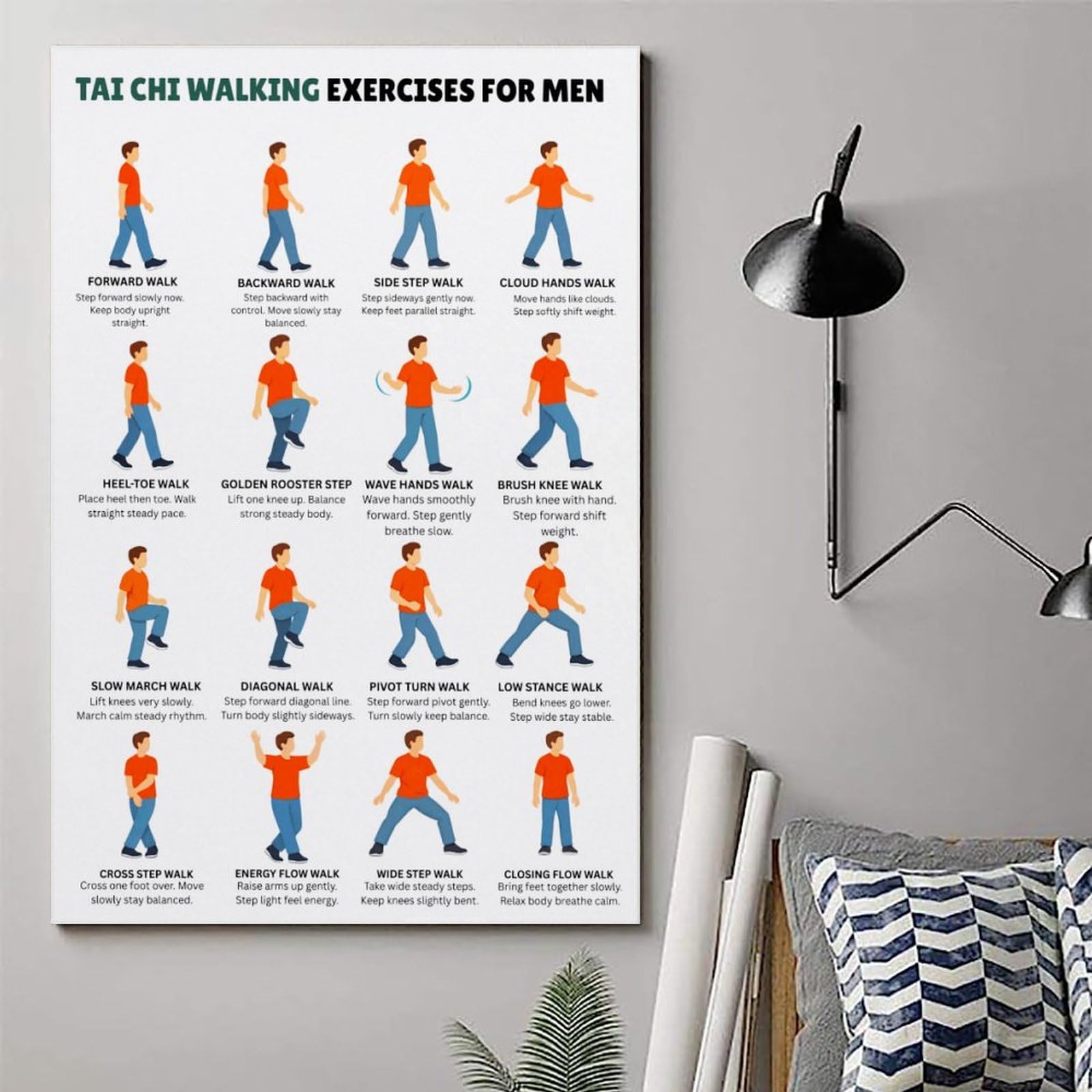 generisch Tai Chi Walking ExercisesModernas Impresiones en Lienzo, Cuadros Decorativos Para Habitación de Niños o Niñas, Murales Para Sala De Estar Y Pinturas Con Motivos Festivos20x30 Pulgadas