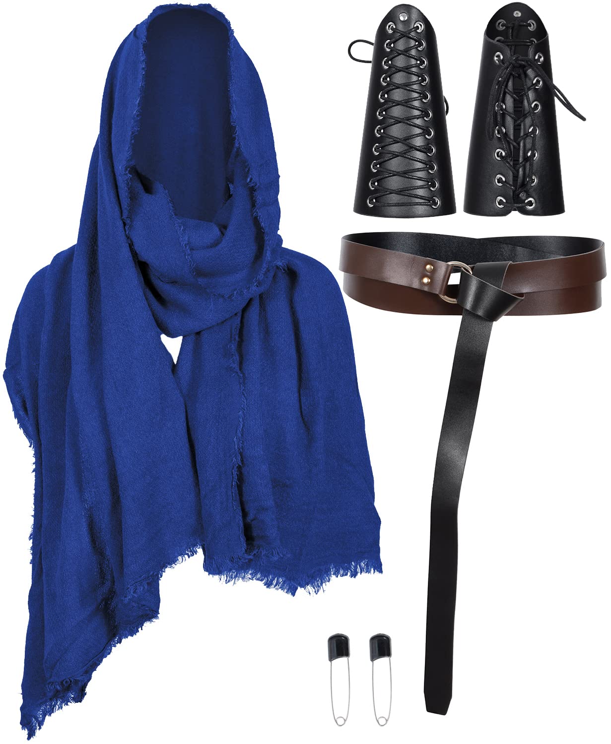 Medieval Knight Leather Belt Shawl Men Renaissance Half Shoulder Cape Scarf Buckle Bracers Retro Accessories(Type7)