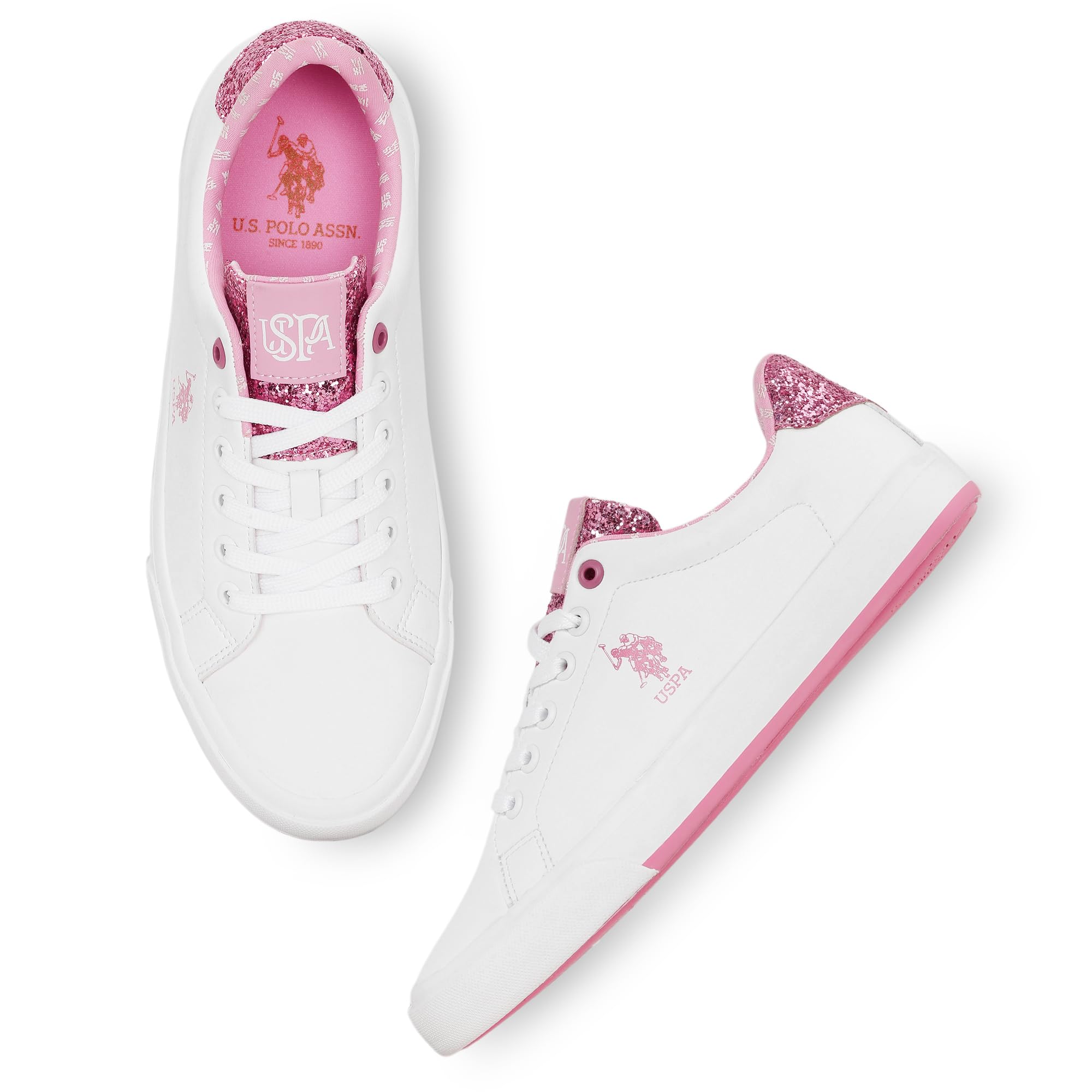 U.S Polo Assn. Women Beverly 3.0 Solid Brand Logo Printed Sneakers