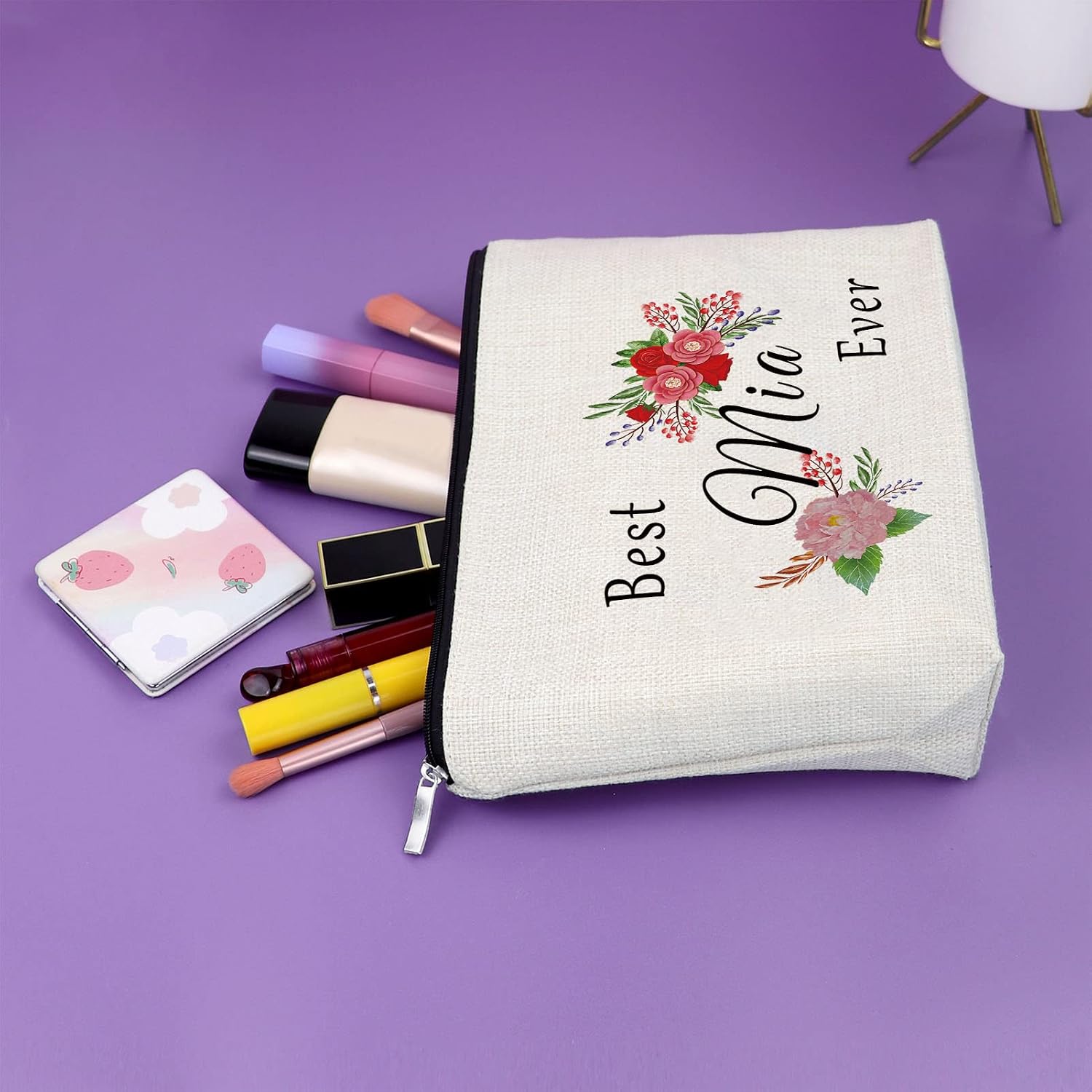 Sazuwu Mia Gift Grandma Birthday Gift Makeup Bag Best Mia Ever Gifts Mothers Day Gifts for Grandma Cosmetic Bag Grandma Gifts from Grandchildren Christmas Gifts for Grandmother Travel Pouch image 5