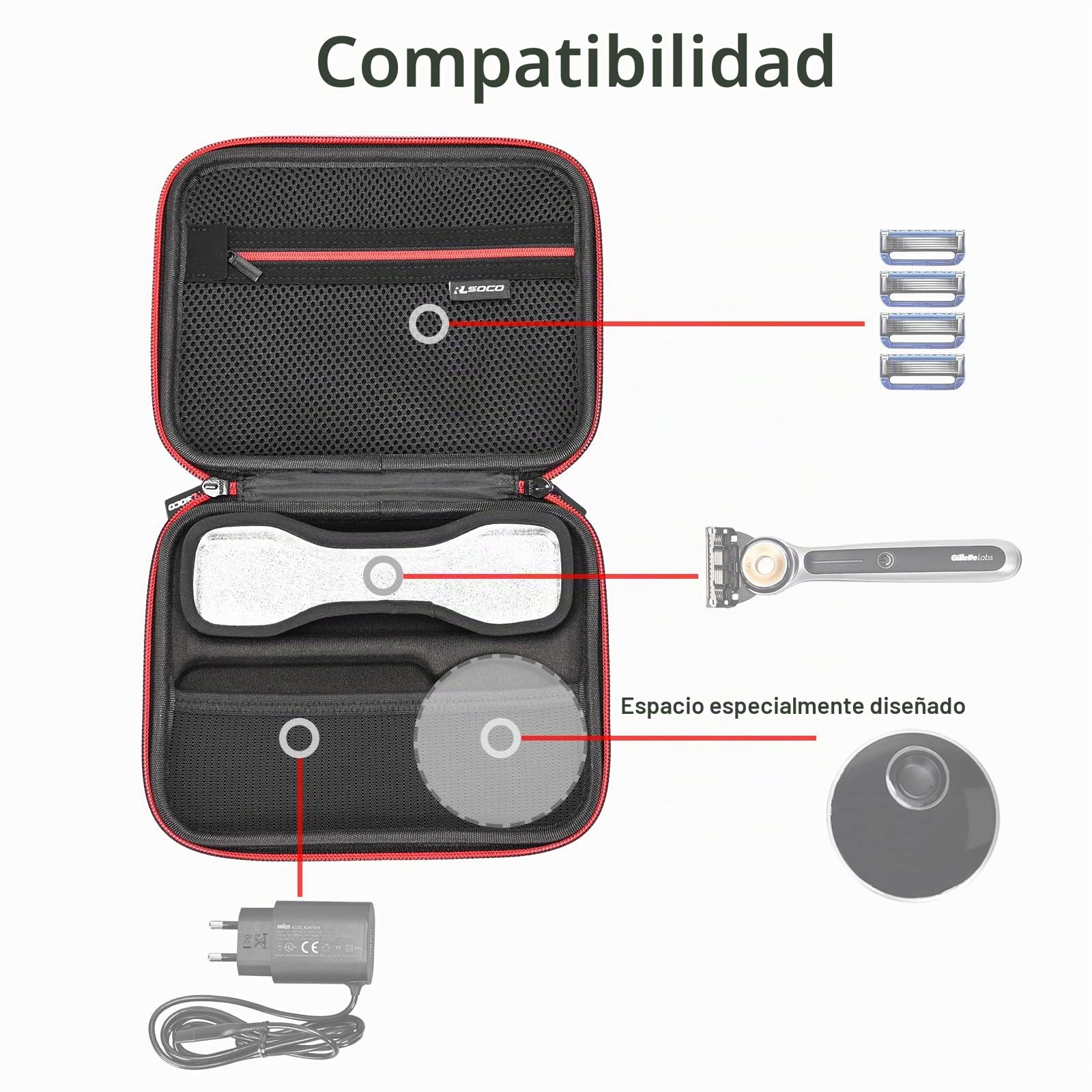 RLSOCO Funda Compatible con Gillette Labs Heated Razor Máquina de Afeitar Hombre (Negro)