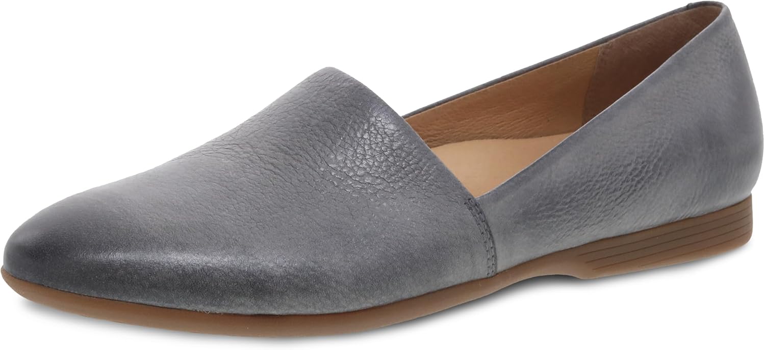 Dansko Larisa Slip-On Flats for Women – Comfotable Flat Shoes with Arch Support – Versatile Casual to Dressy Footwear – Lightweight Rubber Outsole Pewter Flats 9.5-10 M US