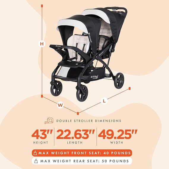 Baby Trend Sit N' Stand 2.0 DLX Foldable Double Stroller, Modern Khaki