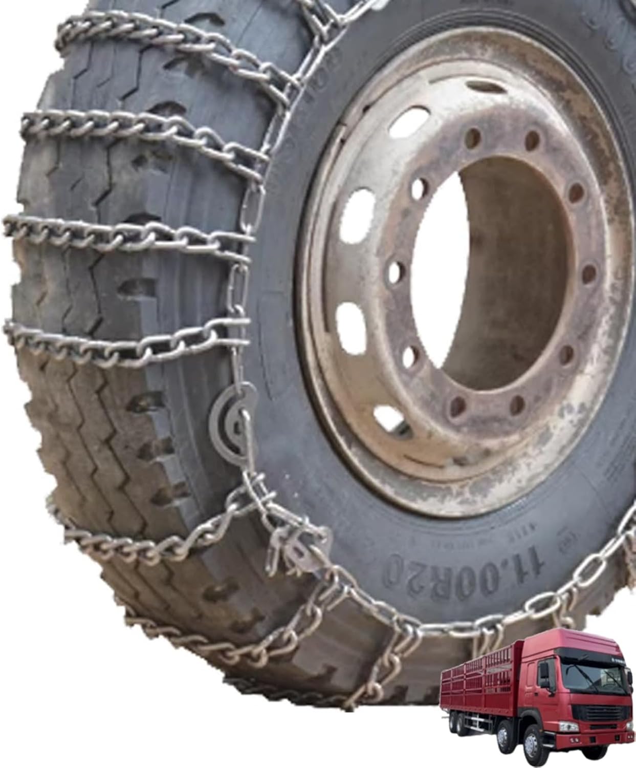 9mm Set of 2 Heavy Duty Snow Chains for Suvs and Cars Skid Traction Chains High Strength Manganese Emergency Use for Tire Reliable in Icy road 275/80R22.5 2pcs 9R22.5