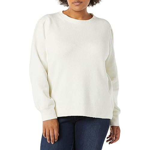 Amazon Essentials Women's Soft Touch Pleated Shoulder Crewneck Sweater