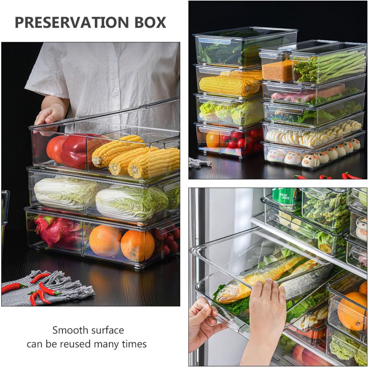 PRETYZOOM Bread Vegetable Storage Box Lid Food Storage Boxes Fruit Container Refrigerator