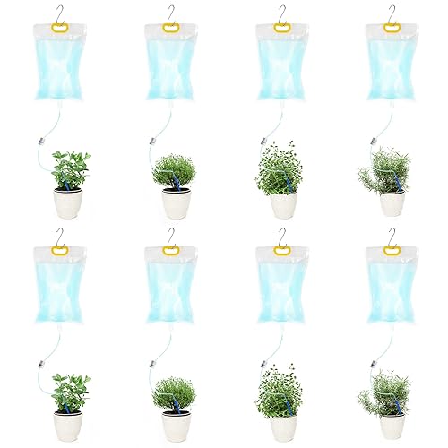 AHOUGER 8 bolsas de riego por goteo Plant Life de 118.3 fl oz, kit automático de riego por goteo, sistema de riego de plantas, sistema de riego para