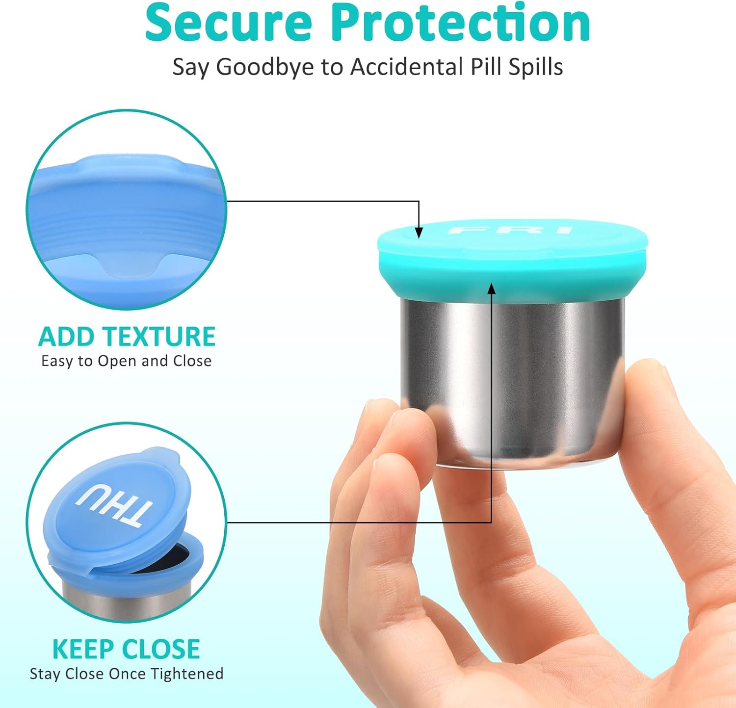 Weekly Metal Pill Case 7 Day, Stainless Steel Pill Box Organizer for Travel, Waterproof Medicine Container, Portable Daliy Pill Holder for Vitamins Fish Oils (Rainbow-7days)