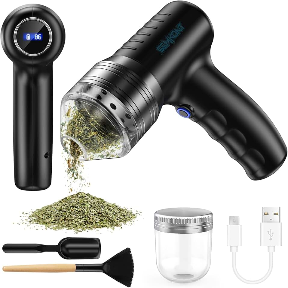 Electric Herb Grinder – USB Rechargeable Automatic Grinder with Digital Display | 1.5 g Single Grinding | Perfect for Kitchen Herb Grinders &amp; Spice Grinding | Includes Storage Jars &amp; Funnels