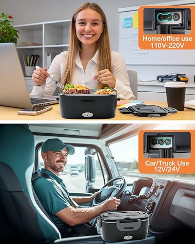Miniatura 6 de Electric Lunch Box for Men, Women & Adults - 80W Fast Heating - Heated Lunch Box with Dual 1.5L SS Containers - Portable Food Warmer for Car, Truck,