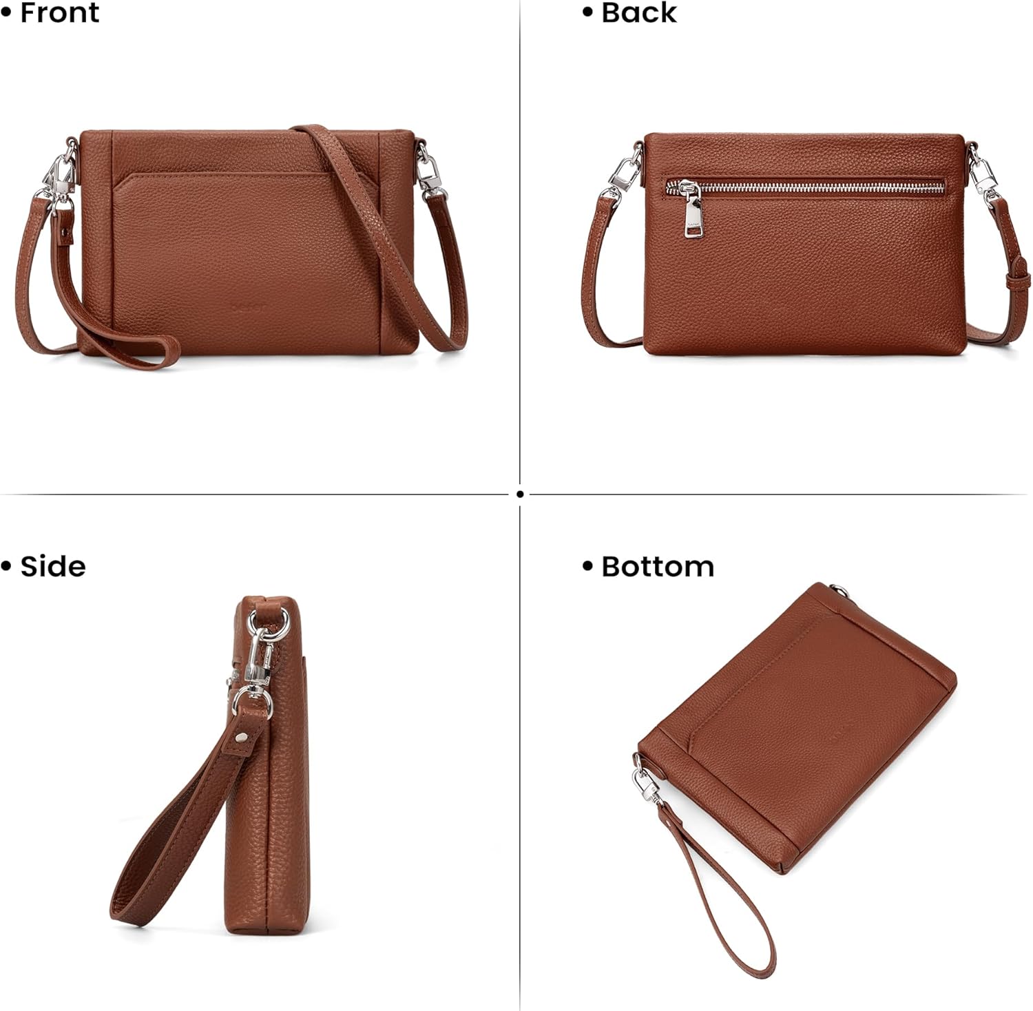 befen Genuine Leather Wristlet Wallet for Women Soft Leather Crossbody Bag Clutch Purse with RFID Small Shoulder Handbags - Image 8