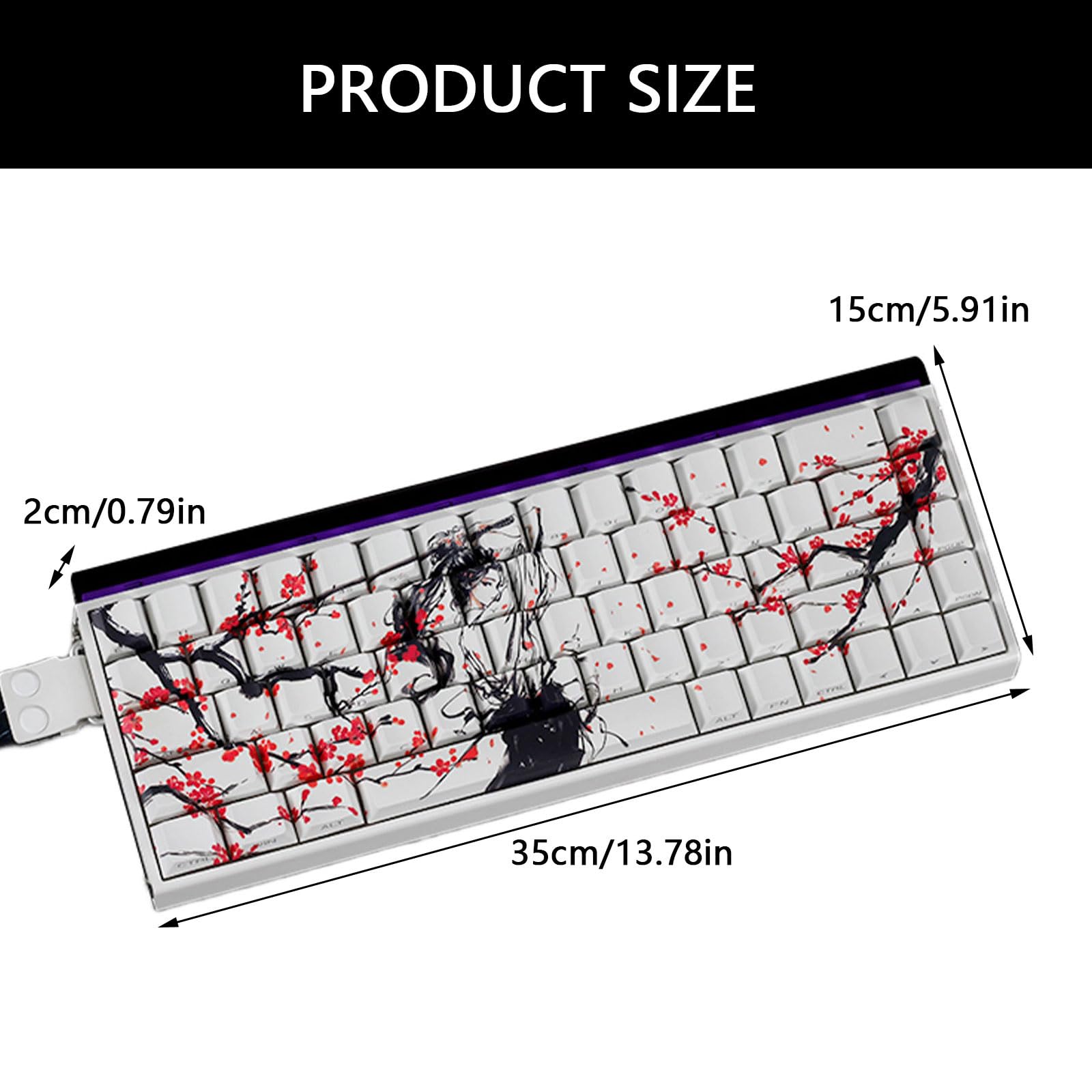 ANSI ISOs Layout Original Profile Keycaps PBT Plums Blossom Side Print Keycaps for 61/64/68 Claviers Side Printed
