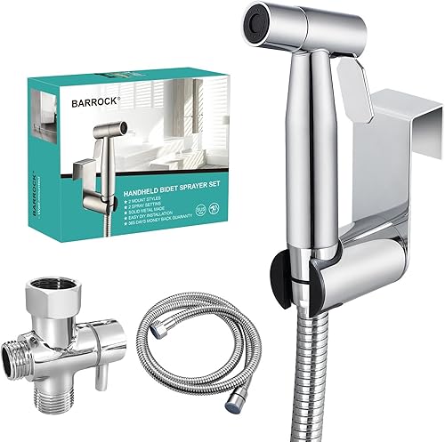BARROCK Pulverizador de bidé para inodoro, pulverizador de chorro de mano para inodoros existentes con manguera de bidé, ducha musulmana de presión