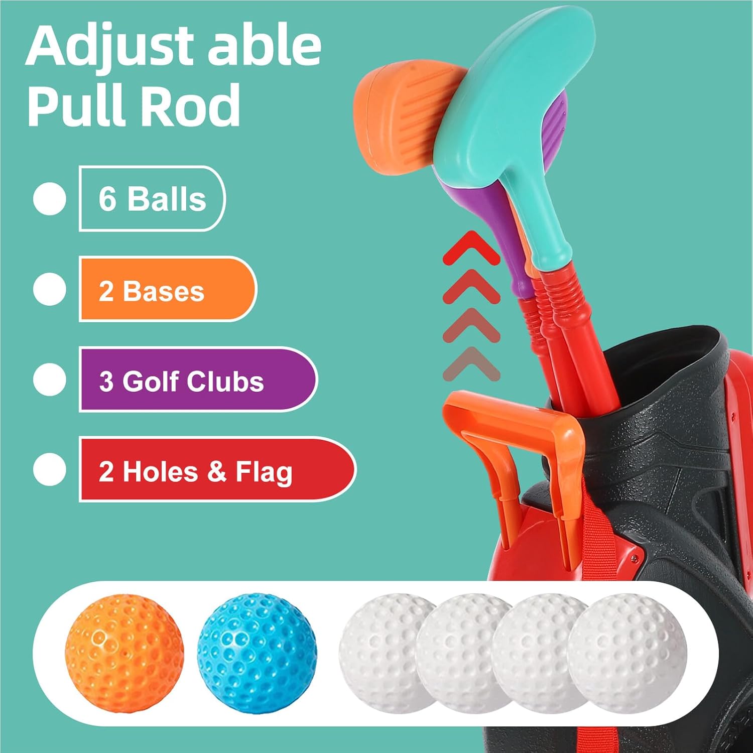 Uonlytech Golf Set Lightweight Plastic Golf Clubs for Boys and Outdoor Sports Portable Indoor Lawn Play Kit with Accessories for Development