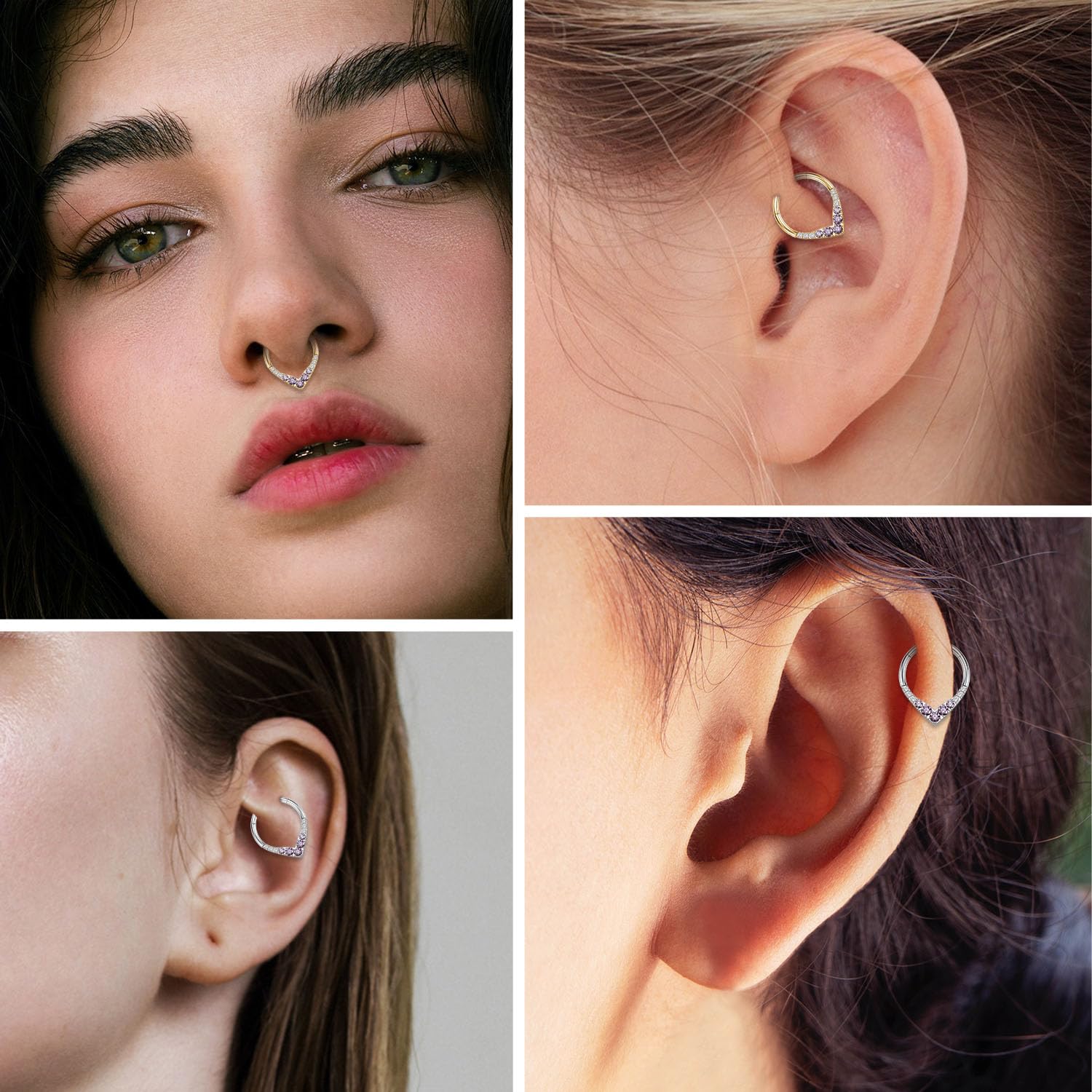 hengkaixuan Teardrop Daith Earrings Septum Jewellery Nose Hoop Ring Surgical Steel Daith Rook Tragus Piercing Jewellery Septum Clicker Ring Small Hoop Earring — view 4