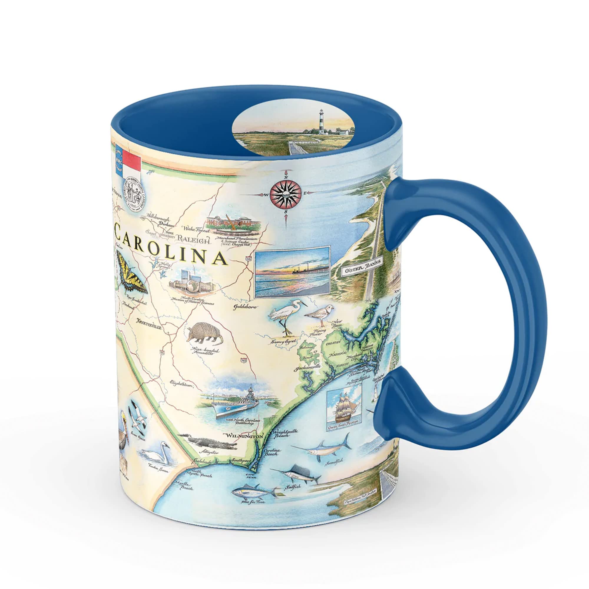 Xplorer Maps NC Map Ceramic Mug (16oz) – BPA-Free Coffee Cup for Hot & Cold Drinks – Perfect for Office, Home, or Gift