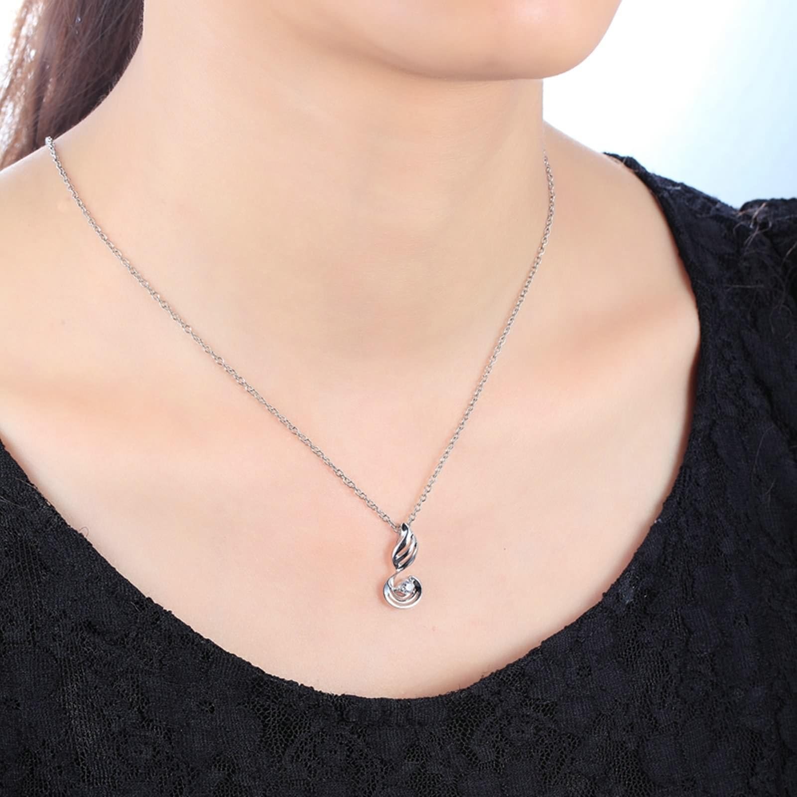 Collana In Oro Bianco Donna Vero, Collana Matrimonio Sposa con Diamante Sintetico a Forma di Ala, Gioielli con Pietra del Mese di Nascita