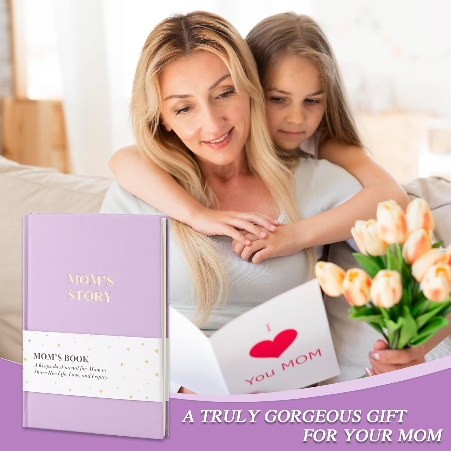 Mom's Life Story Journal, Mom Book To Fill Out, Heirloom Books Includes Prompt Questions for Parents, Meaningful Keepsake Gifts from Daughter and Son for Mother's Day, Birthday, Christmas (Mom Purple) - Image 6