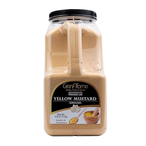 GranAroma Mostaza amarilla molida, sabor intenso y picante para cocinar, condimentar y encurtir (6 libras)