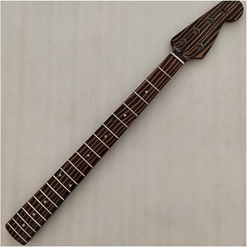 FLFL Zebra Wood Electric Bass Guitar Neck Replacement 5 String 20 Fret Unfinished Guitar Neck