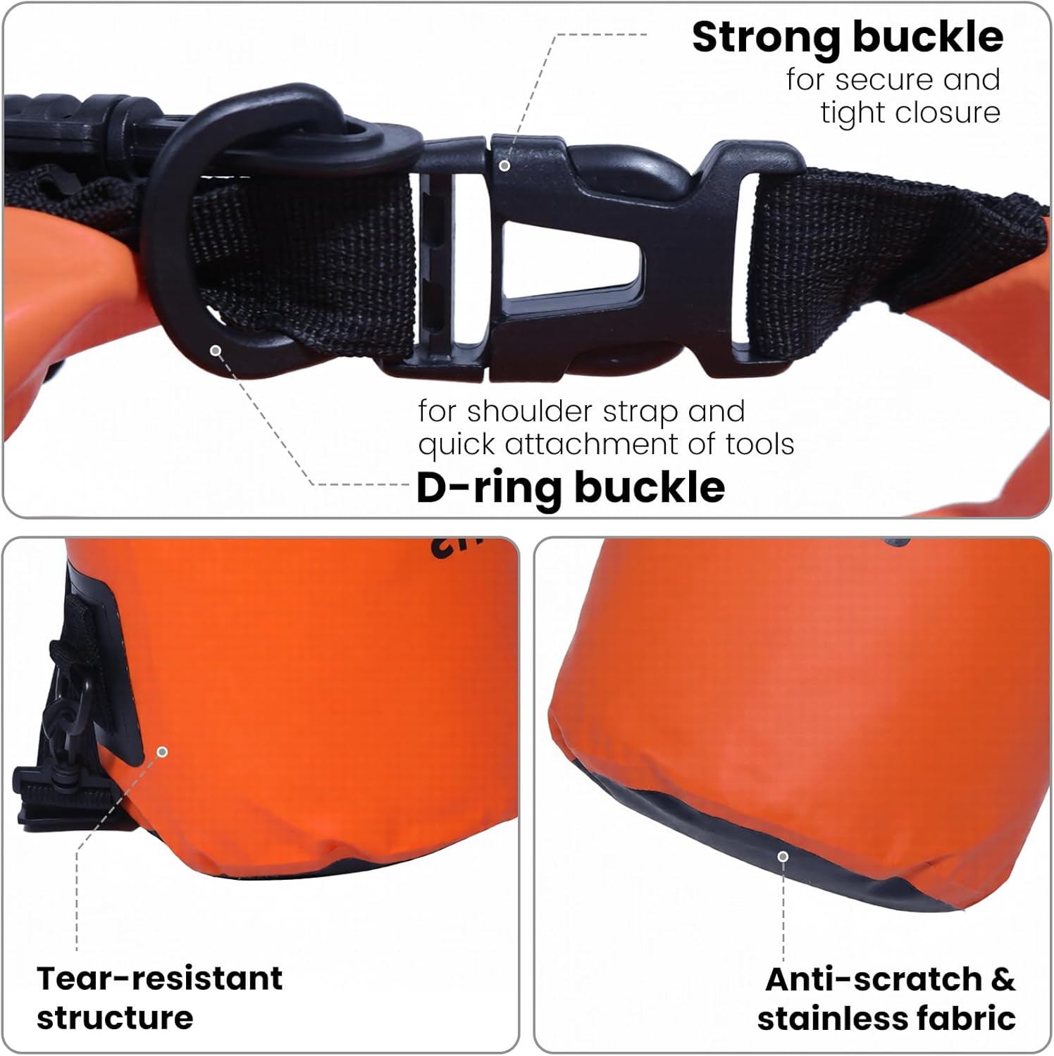 Pristis Waterproof Dry Bag, 5L Lightweight Floating Kayak Storage Backpack for Men Women, Durable Outdoor Roll Top Dry Sack Gear Accessory for Kayaking Fishing Rafting Beach Camping, Orange - Image 3