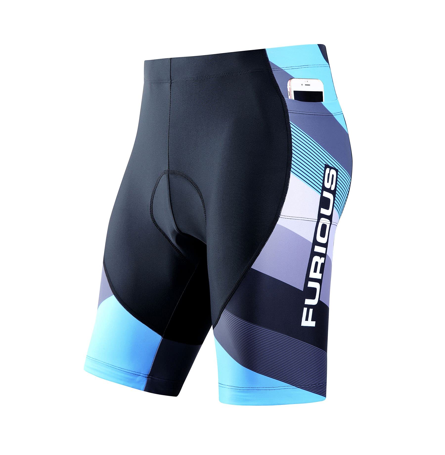 Men's Cycling Bicycle Riding Five Pants High Waist Sports Biking Padded Sponge Cushion Breathable Quick-Drying Shorts (Black,Large,Male,Adult,US,Alpha,Large,Regular,Regular)