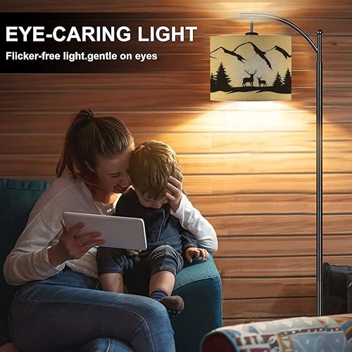 Miniatura 6 de Lámparas de pie de arco, de montañas, viajes, camping, naturaleza, desierto, lámpara de pie con control remoto, lámparas altas de metal con pantalla