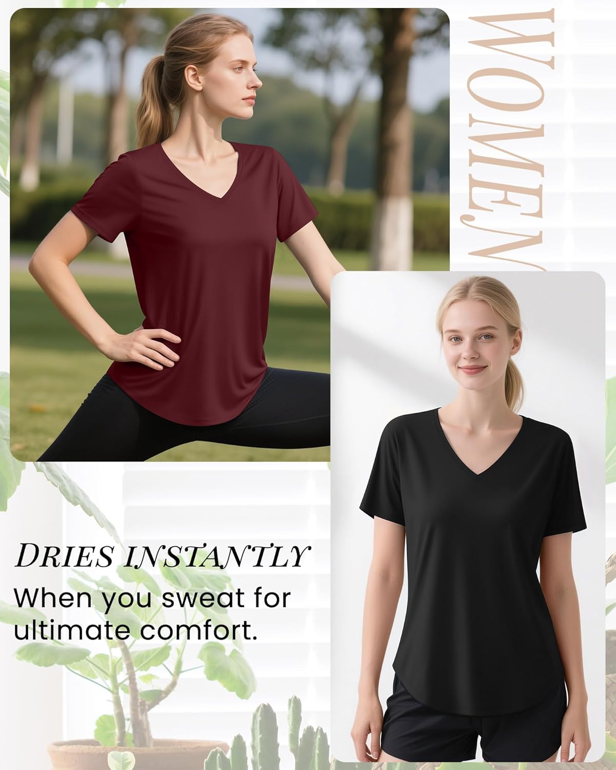 4 Pack Women's Quick Dry Workout Tops Exercise V Neck Short Sleeve Gym Side Slits Curved Hem UV Shirts - Image 6