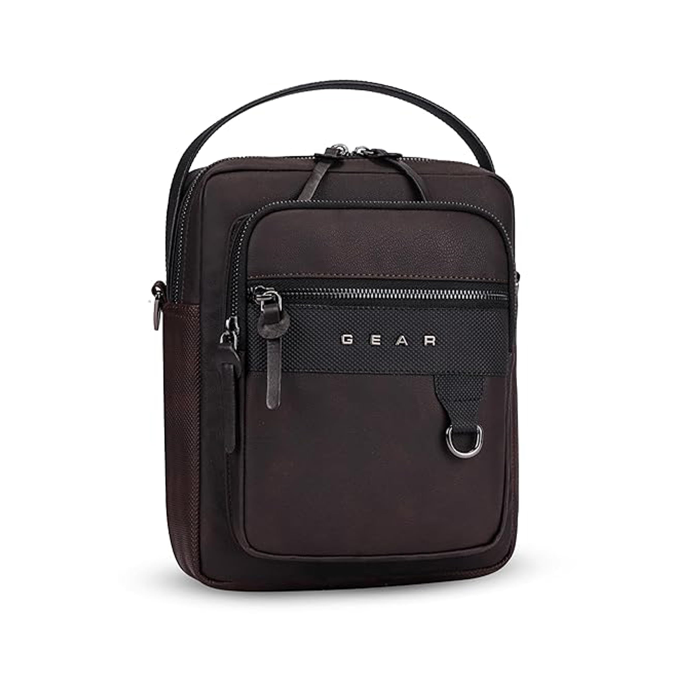 Gear Elite Faux Leather Water Resistant Sling Bag/Crossbody Bag/Messenger For men/women (Brown)